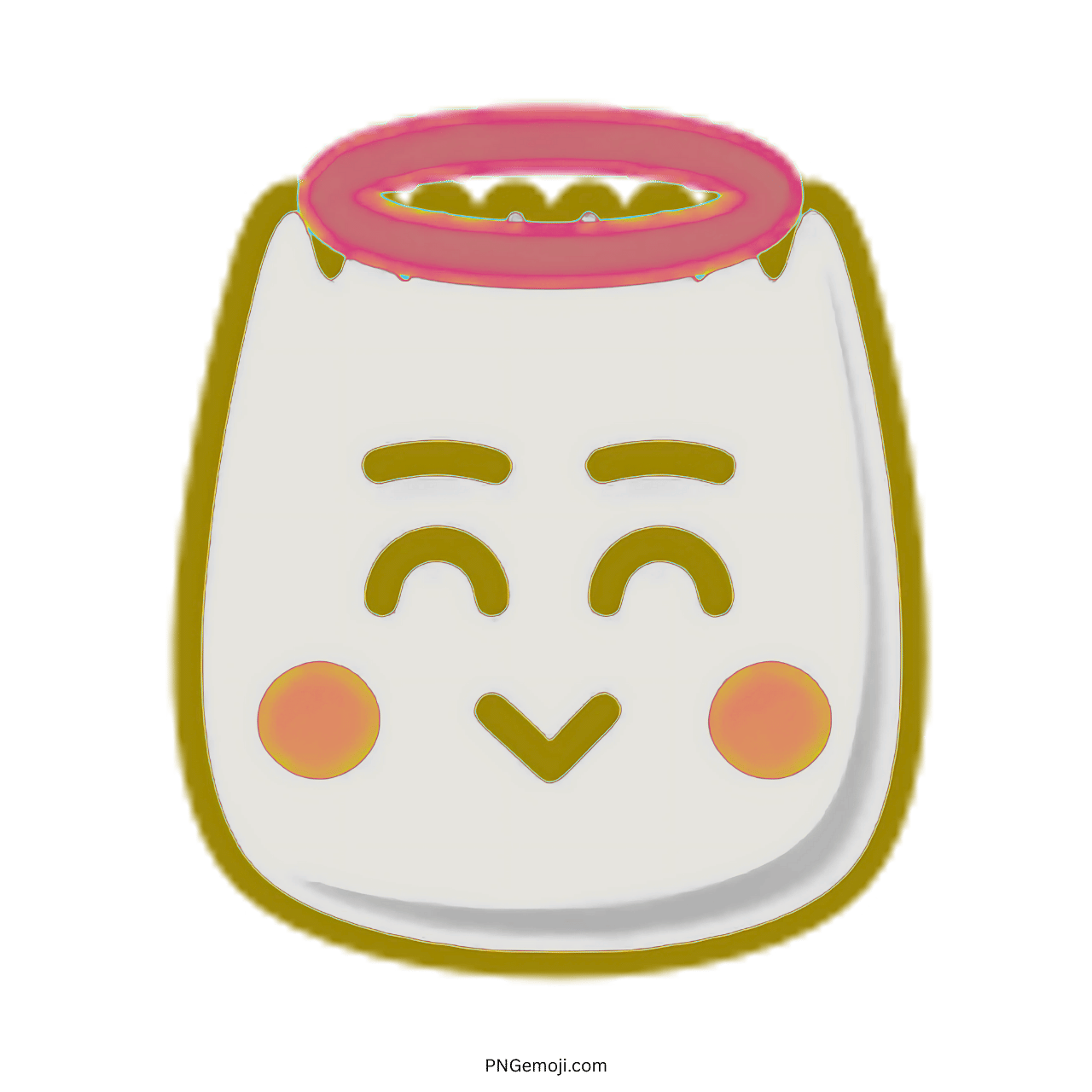 3D Angel TikTok emoji with halo, pink cheeks, and yellow outline in PNG format.