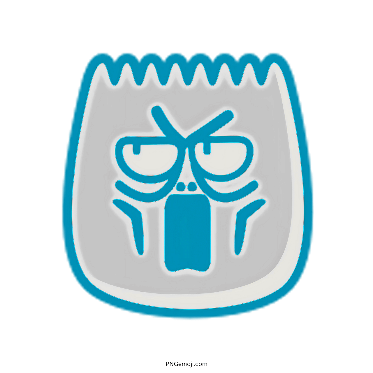 Astonish TikTok emoji with exaggerated facial expression in 3D, blue outline, PNG with transparent background.