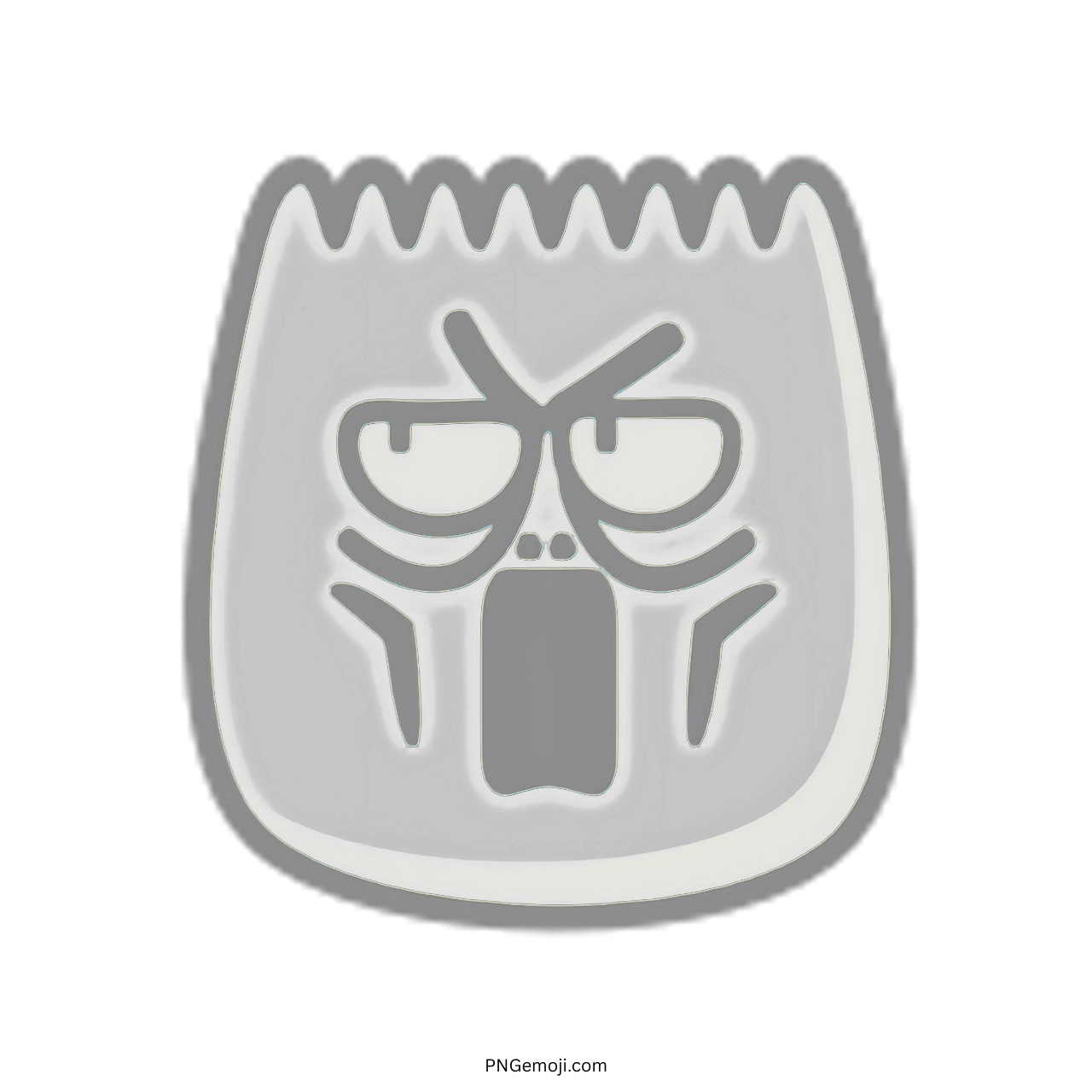 Astonish TikTok emoji with exaggerated facial expression in 3D, gray outline, PNG with transparent background.