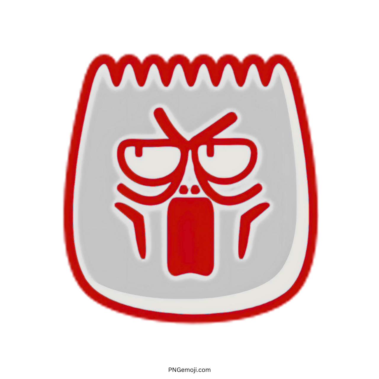 Astonish TikTok emoji with exaggerated facial expression in 3D, red outline, PNG with transparent background.