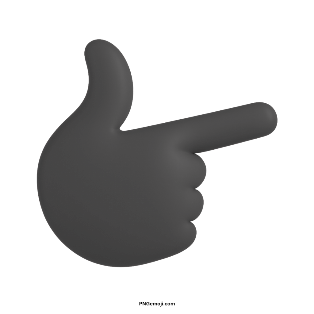 Black 3D pointing hand emoji indicating right direction for digital navigation and emphasis.