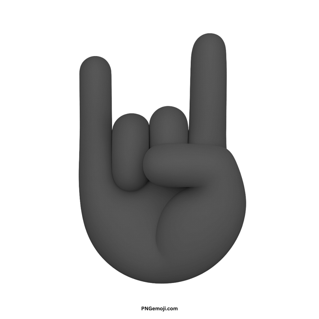 Black 3D sign of the horns emoji hand gesture rock symbol illustration