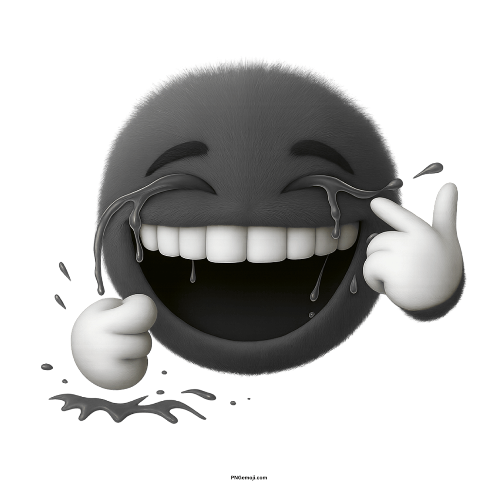 Black laughing emoji crying with tears of joy funny 3D emoticon face meme