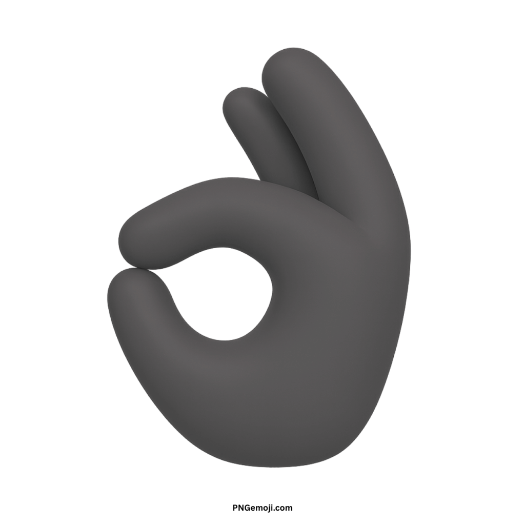 3D black OK hand emoji showing approval gesture, symbolizing agreement and positivity