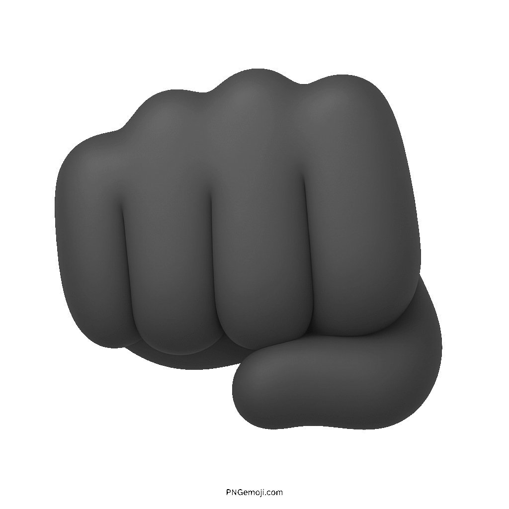Black oncoming fist emoji in 3D style representing strength, confidence, and unity