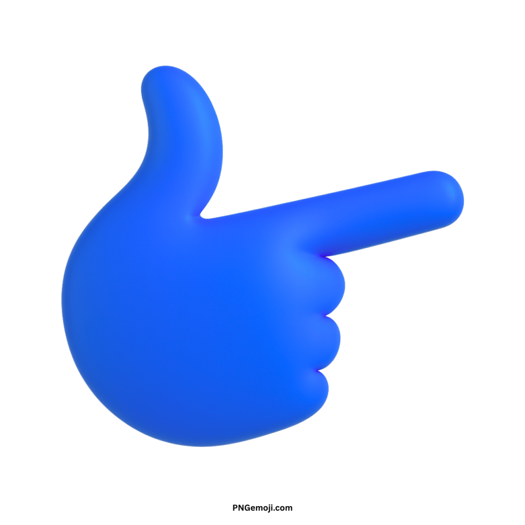 Blue 3D pointing hand emoji showing right direction for navigation and emphasis.