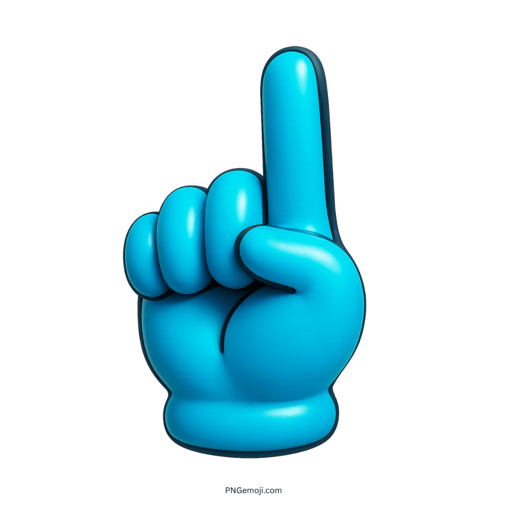 A blue hand emoji with the index finger pointing upwards, symbolizing focus, direction, or a key point.