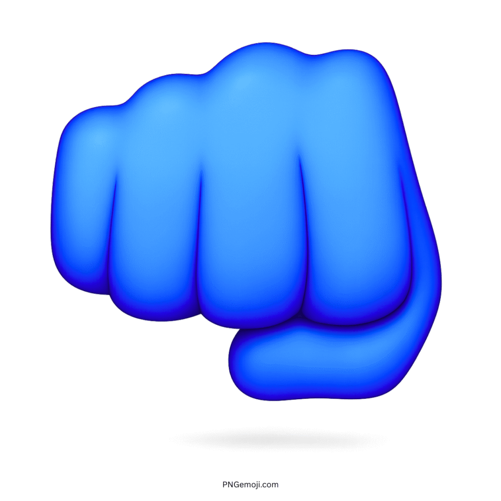 Blue mukka hand emoji fist symbol representing strength, unity, power, and digital communication.