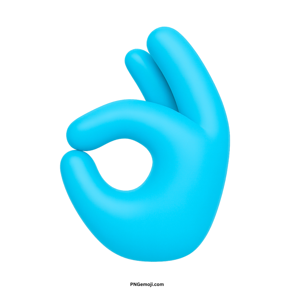 3D blue OK hand gesture emoji representing positivity, approval, and digital communication