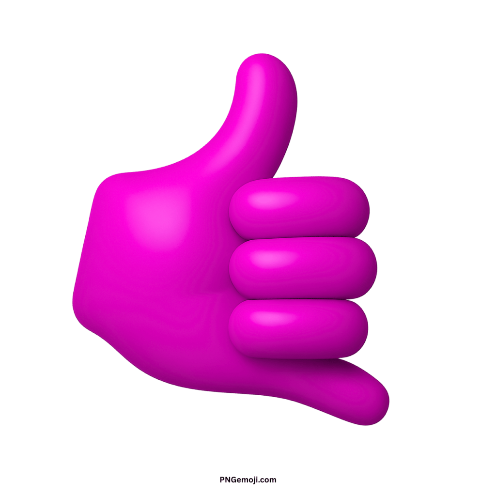 3D purple magenta call me hand emoji symbol showing phone gesture digital communication icon
