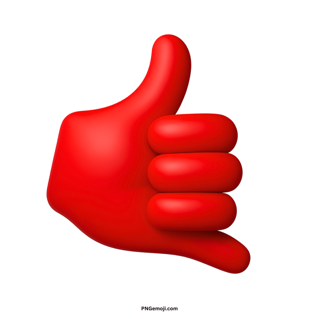 3D red call me hand emoji symbol showing phone gesture communication icon