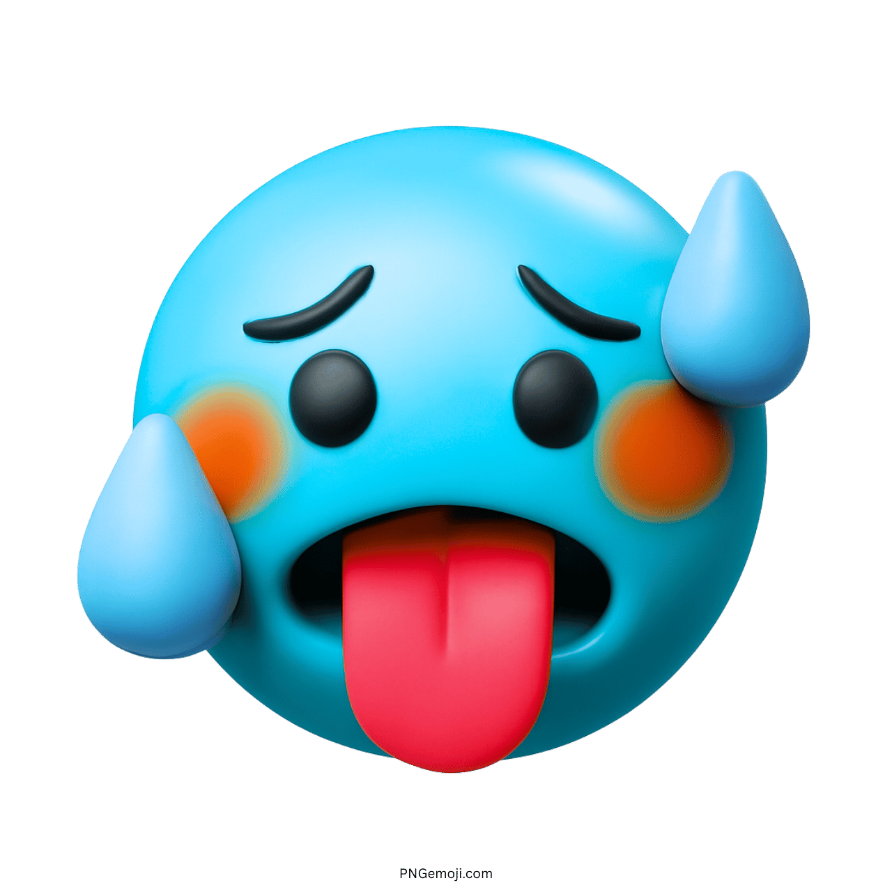 Chilly face with sweat and tongue out, expressing cold discomfort.