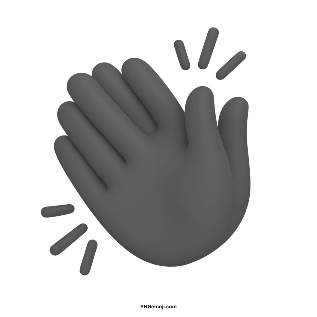 3D dark clapping hands emoji showing applause gesture with celebration motion lines