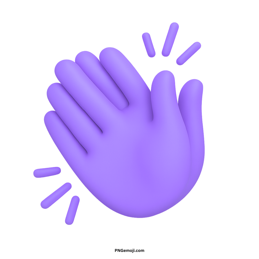 3D purple clapping hands emoji showing applause gesture with expressive motion celebration lines