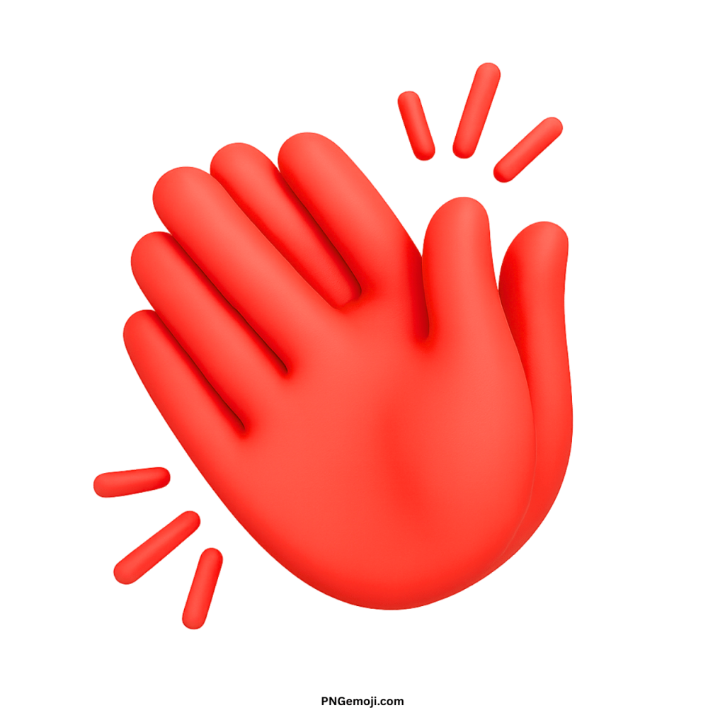 3D red clapping hands emoji showing applause gesture with motion celebration lines
