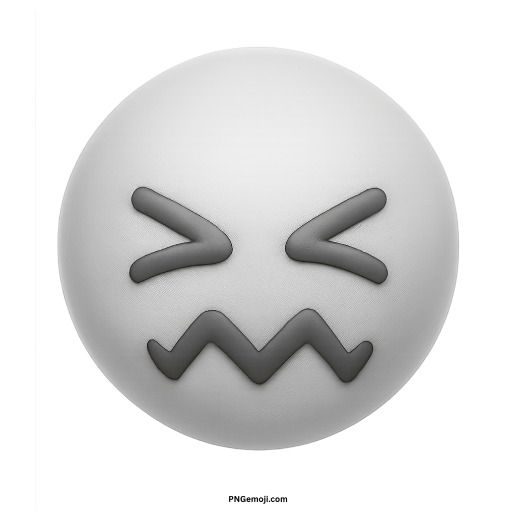 White confounded face emoji with scrunched eyes and zigzag mouth expressing stress and confusion
