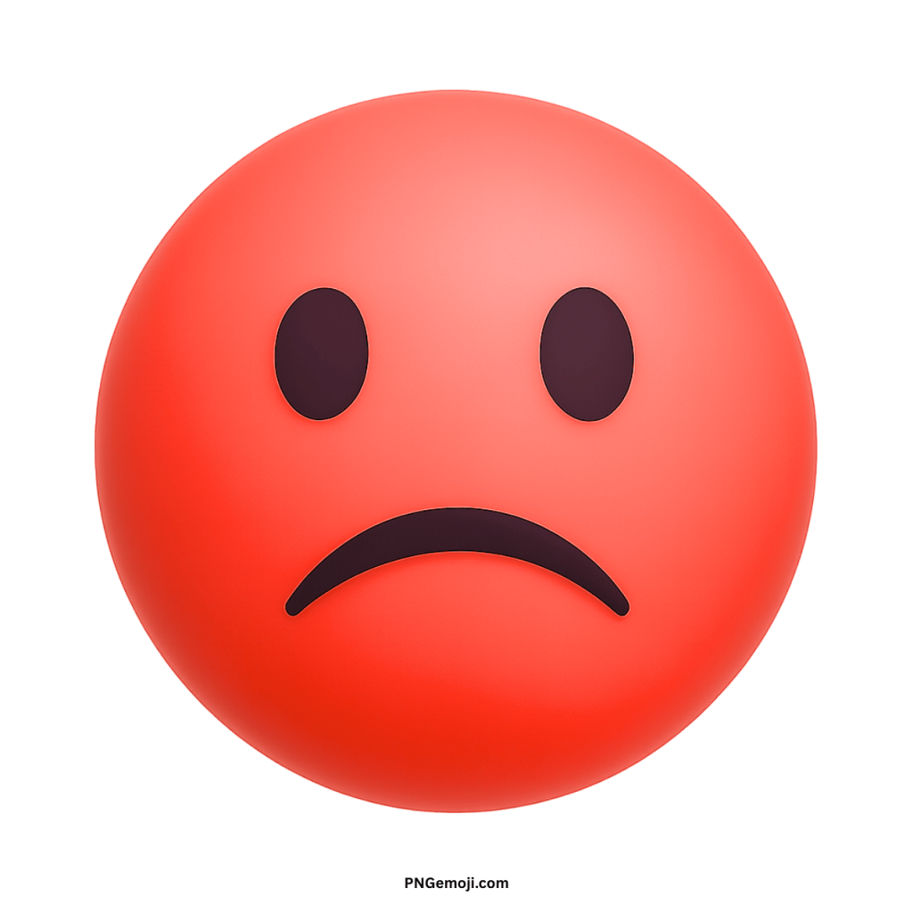 Confused face emoji red round sad expression icon for chat and social media