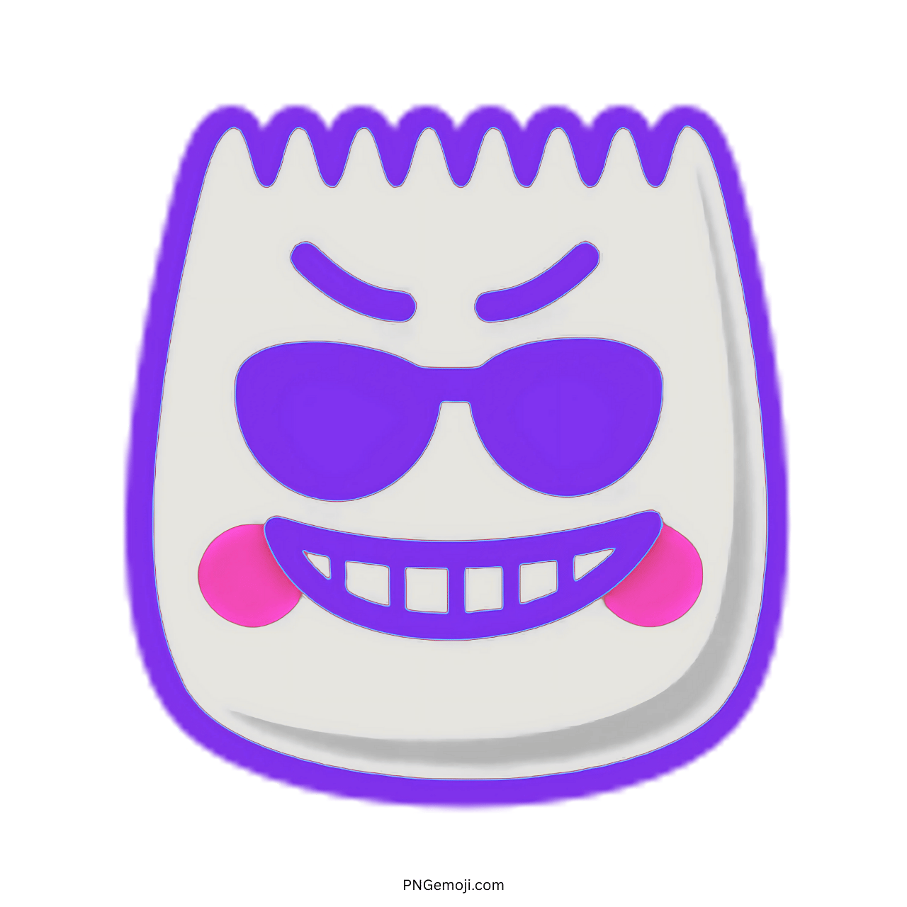 Cool TikTok Emoji with purple sunglasses and a cheeky smile.