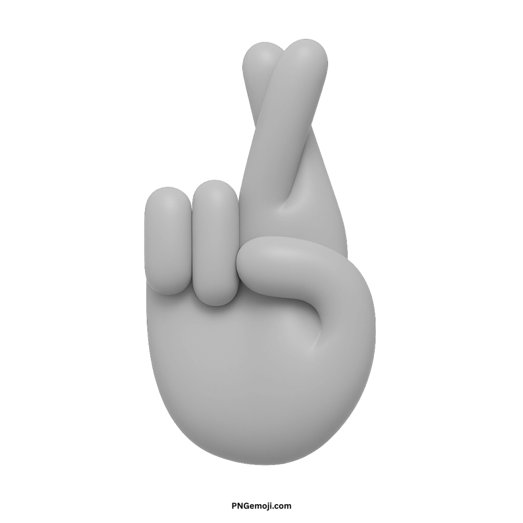 3D crossed fingers emoji hand gesture symbolizing hope, luck, and positive wishes