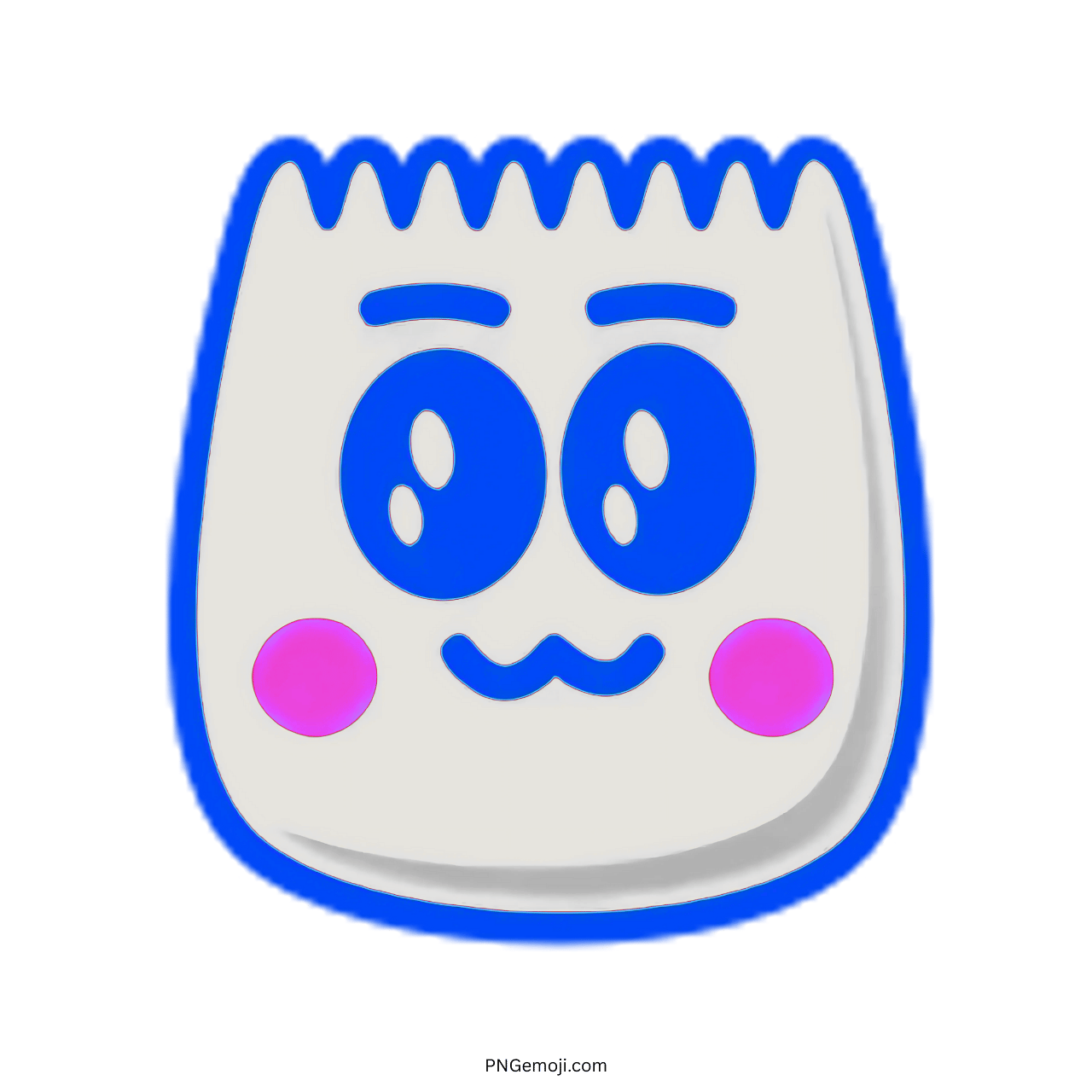 Cute TikTok emoji with blue outline and pink cheeks, smiling expression.