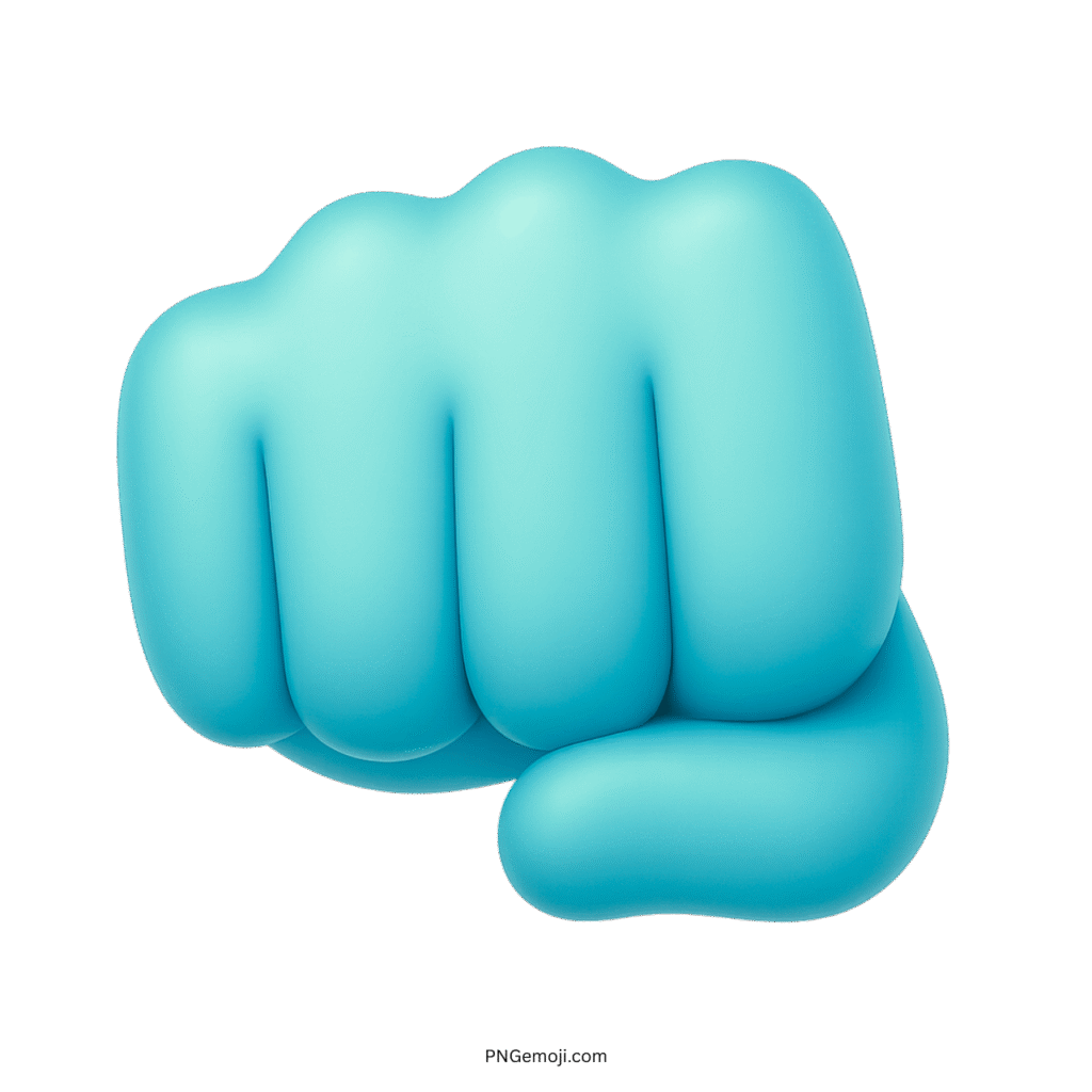 3D cyan oncoming fist emoji showing strength, unity, punch gesture, and empowerment
