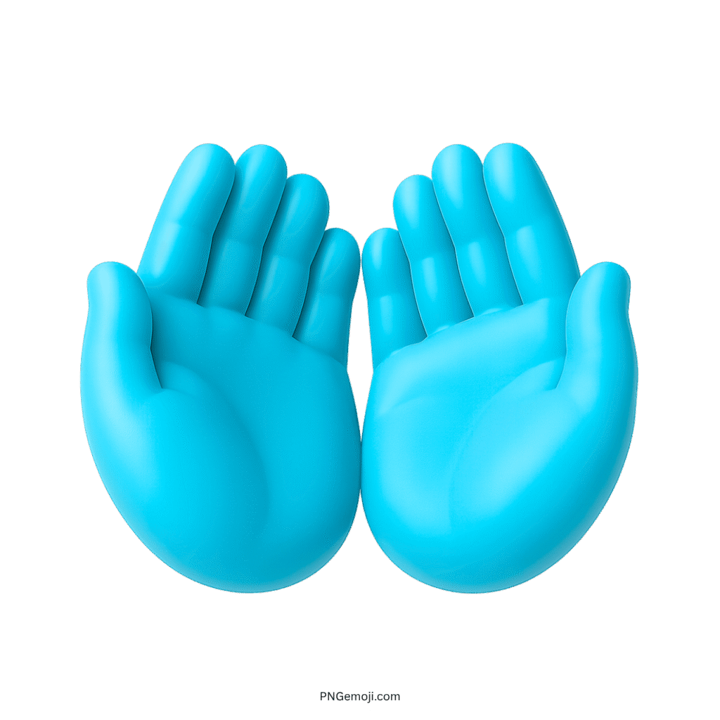 Cyan open hands emoji 3D Wu Tang style cupped icon