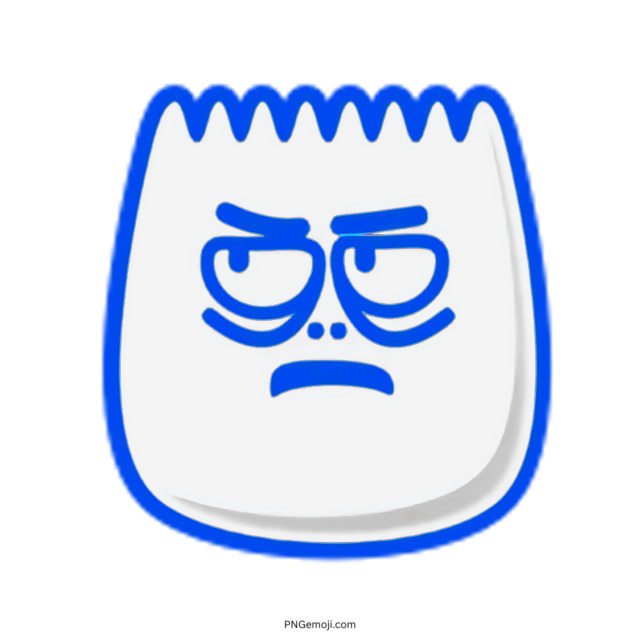 Disdain TikTok emoji with blue frown face and thick outline