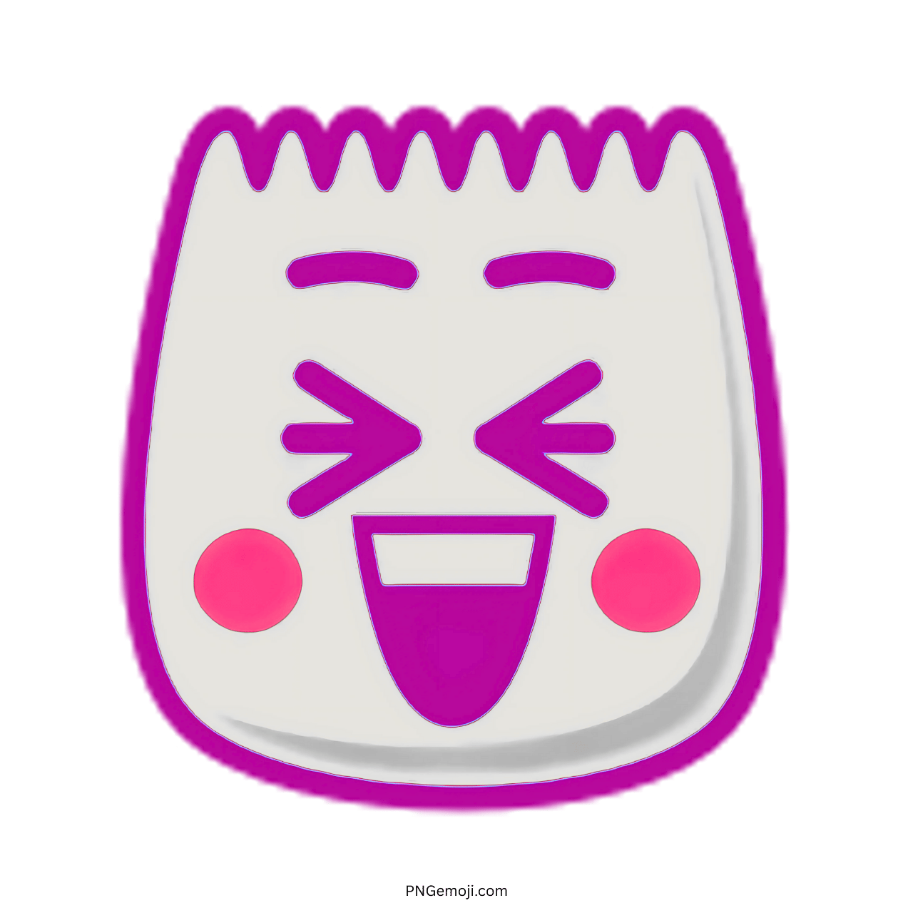 Excited TikTok emoji with purple outline and pink cheeks in 3D PNG