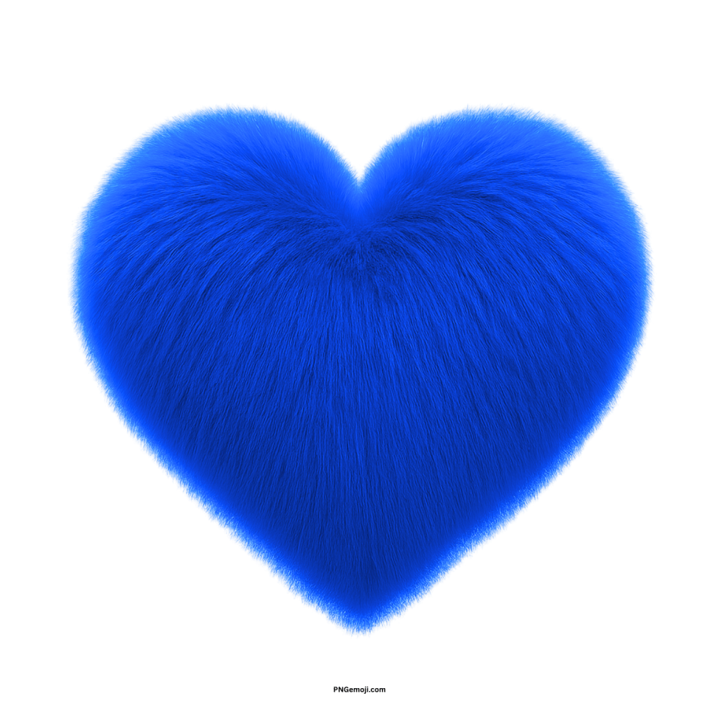 Fluffy blue heart emoji with soft furry texture representing love and affection