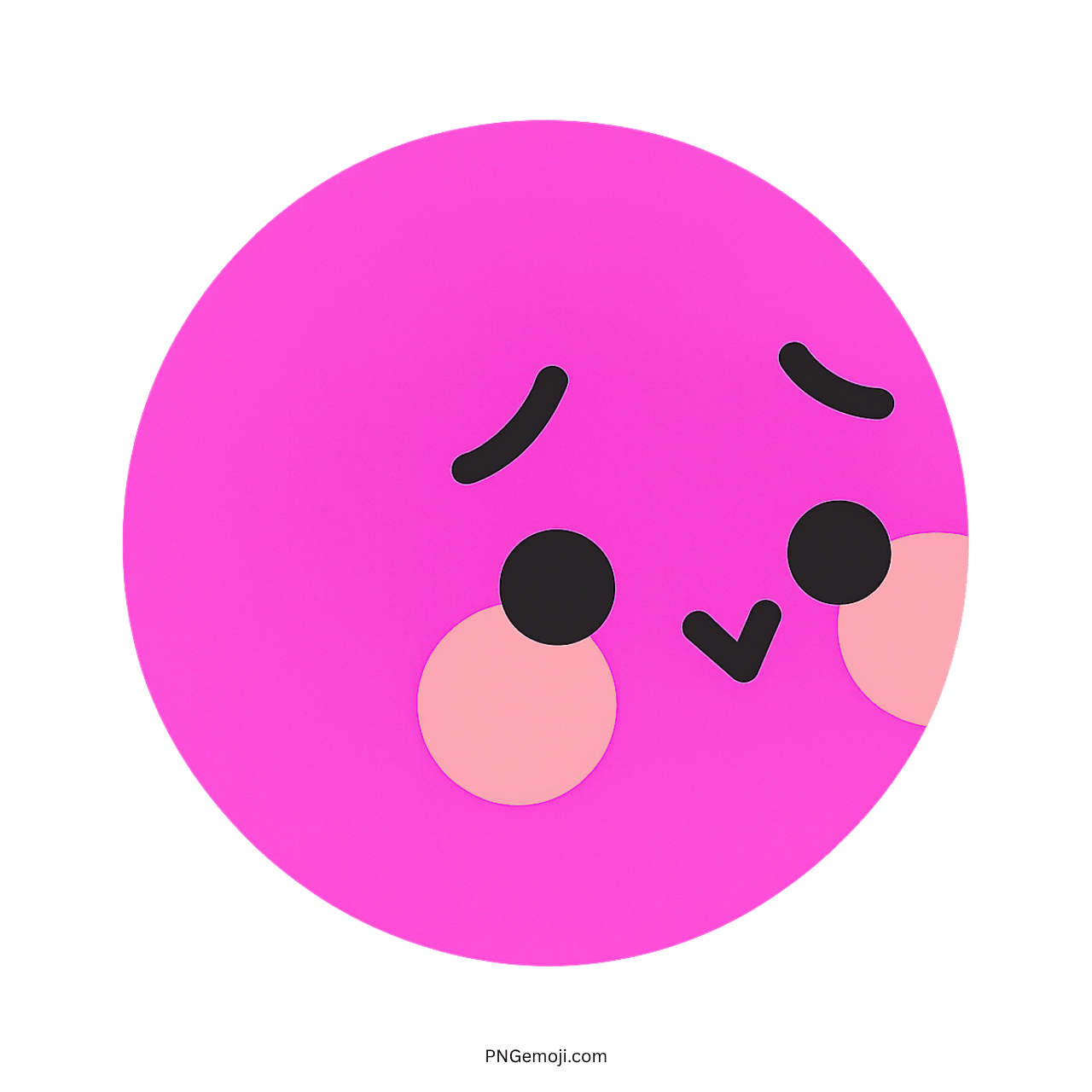 Pink flushed TikTok emoji with shy blushing cheeks and cute facial expression PNG