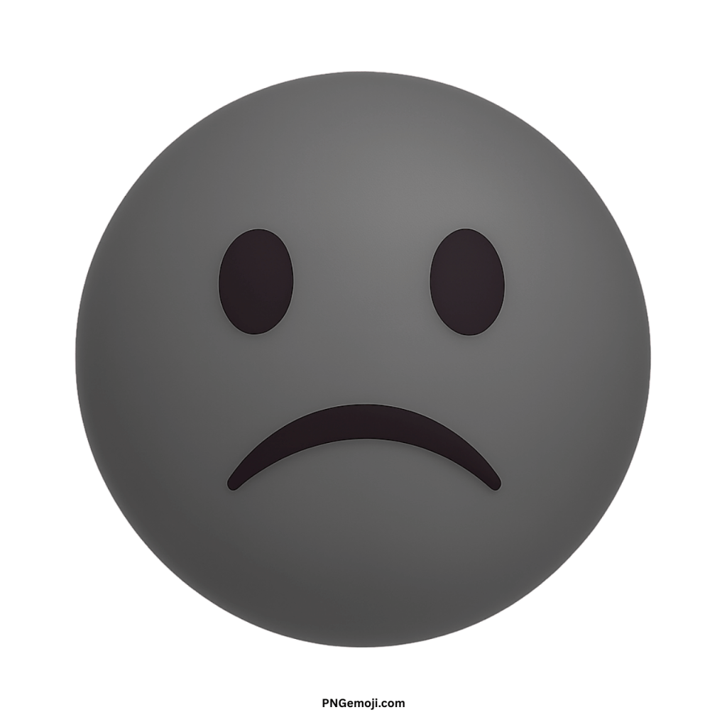 Gray confused sad face emoji with downward mouth representing unhappy emotional expression
