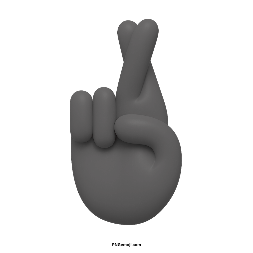 Gray crossed fingers emoji hand gesture symbol representing hope, good luck, and encouragement