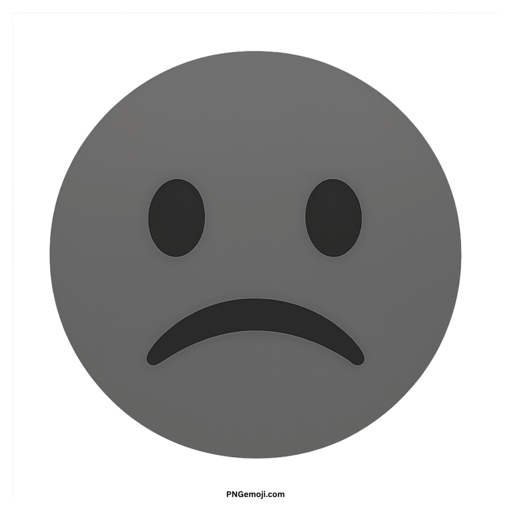 Gray frowning face emoji showing sadness, disappointment, or negative emotional state in messages