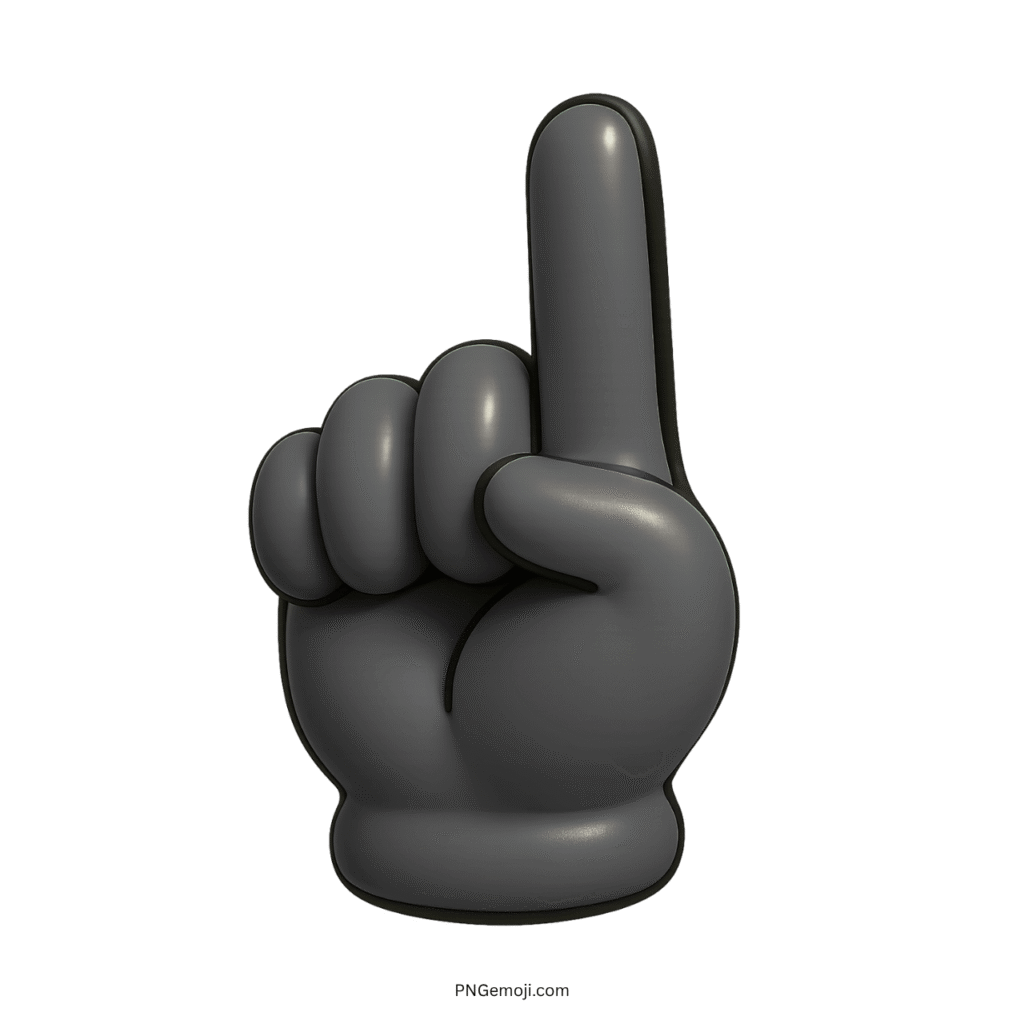 Gray emoji with an index finger pointing upwards in 3D style