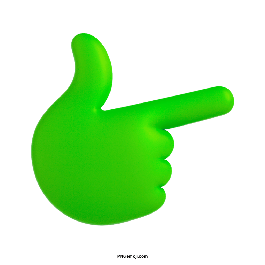 Green 3D pointing hand emoji indicating right direction for guidance, emphasis, and digital navigation.
