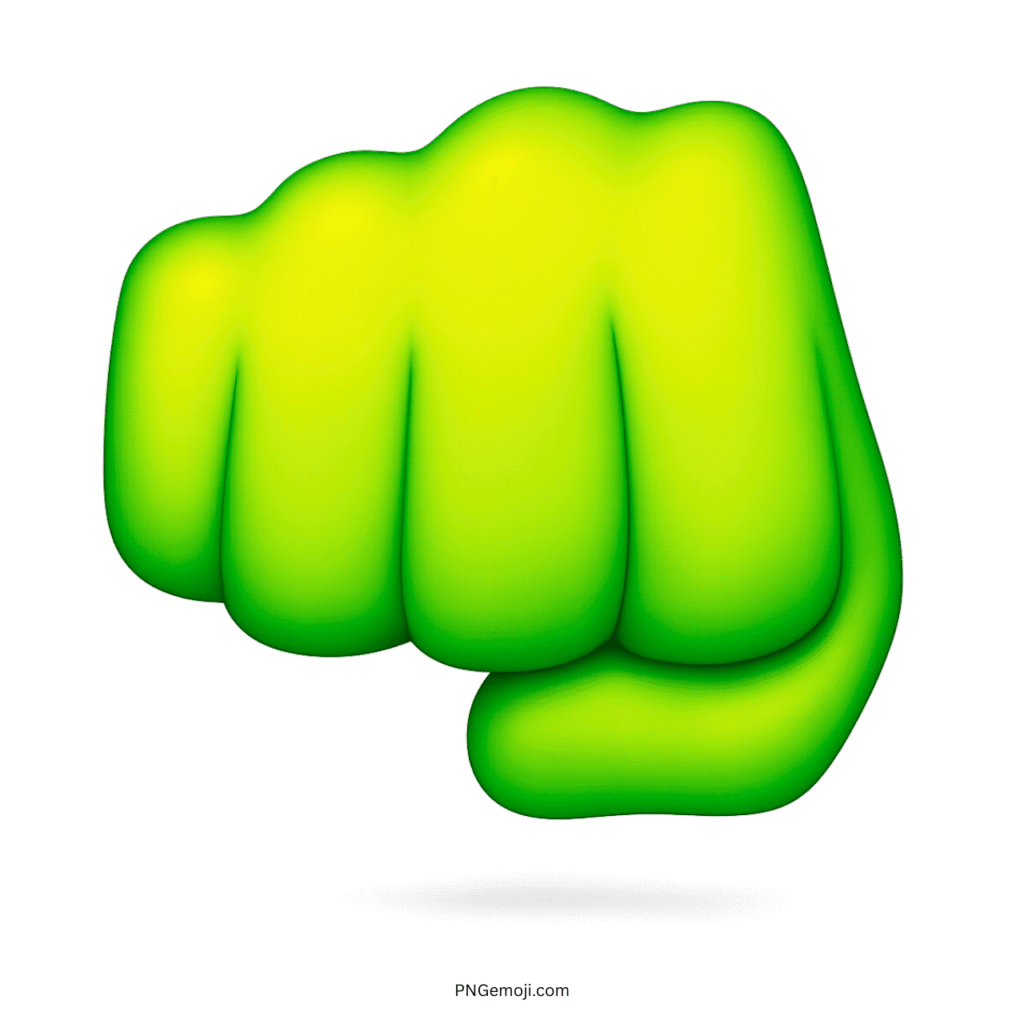 Green mukka hand emoji fist symbol representing strength, energy, power, unity, and bold expression.
