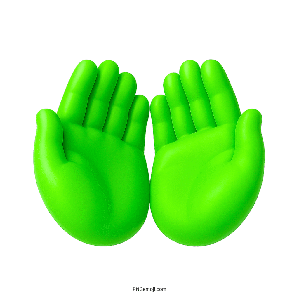 Bright green open cupped hands emoji 3D Wu Tang style icon