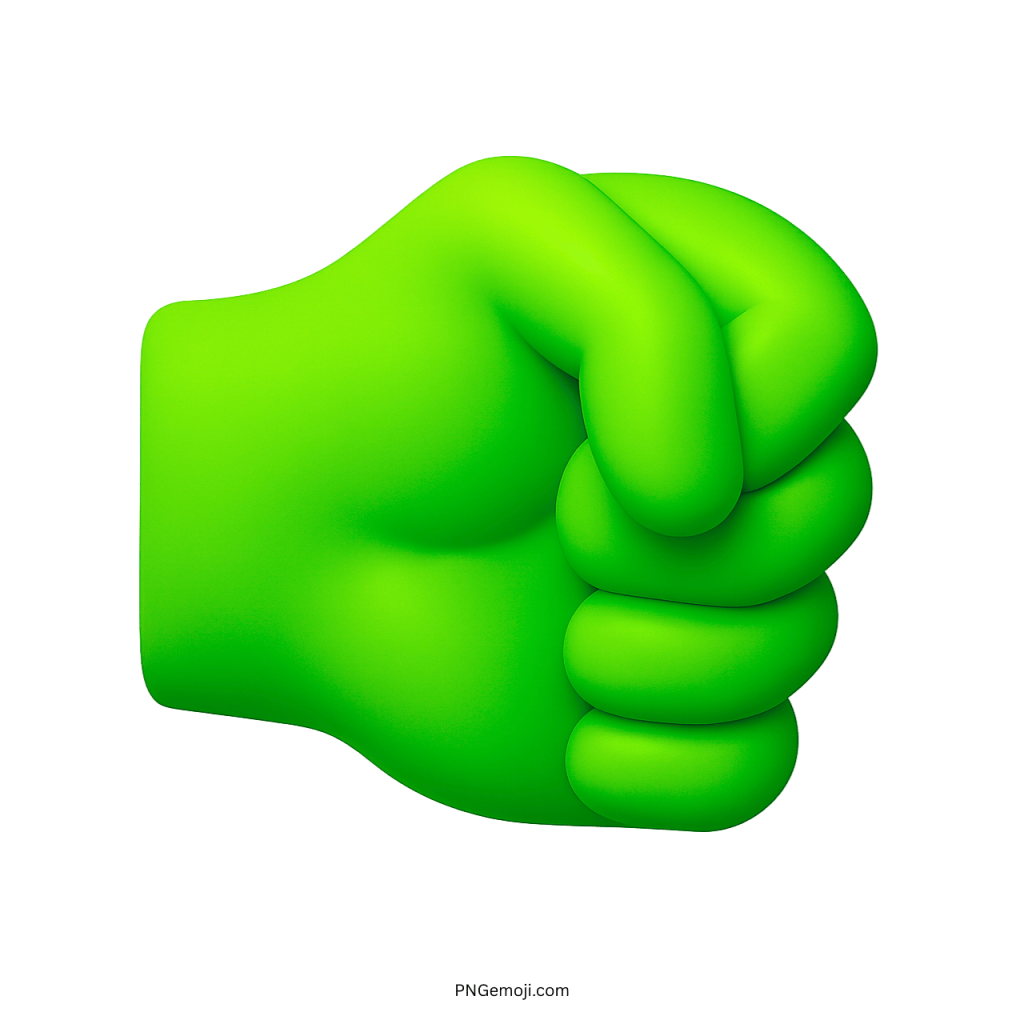 Green right fist emoji hand gesture symbol representing unity, power, determination, strength, and support