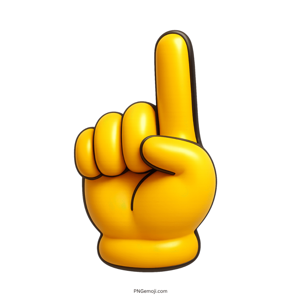 A yellow hand emoji with the index finger pointing up, symbolizing a raise in hand or suggesting a point.