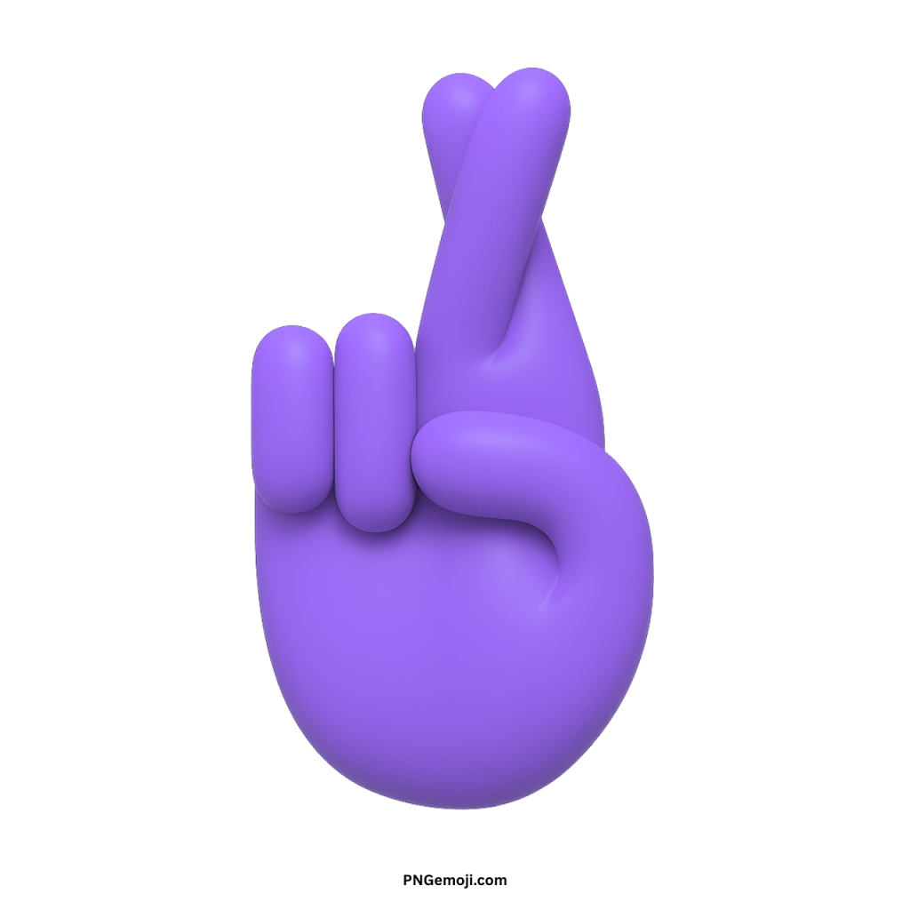 Lavender crossed fingers emoji hand symbol representing hope, luck, encouragement, and positive energy