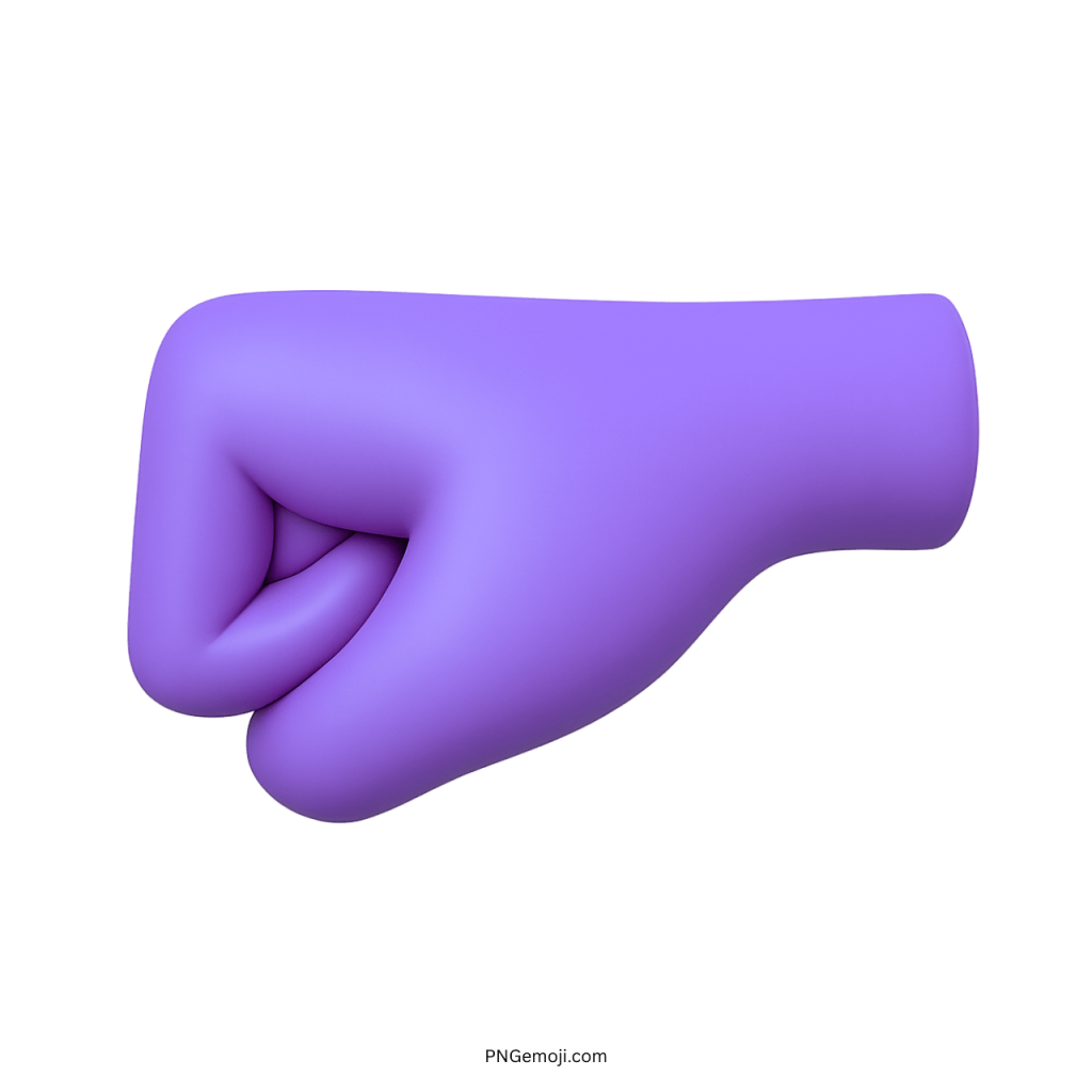 3D purple left fist hand emoji symbol isolated transparent background PNG design