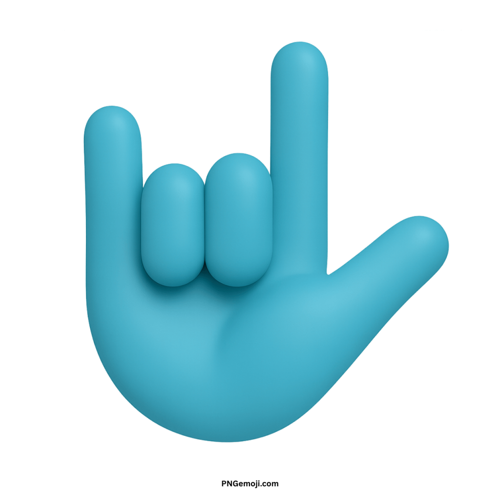 Light blue love-you gesture emoji hand sign expressing affection, positivity, and supportive emotions