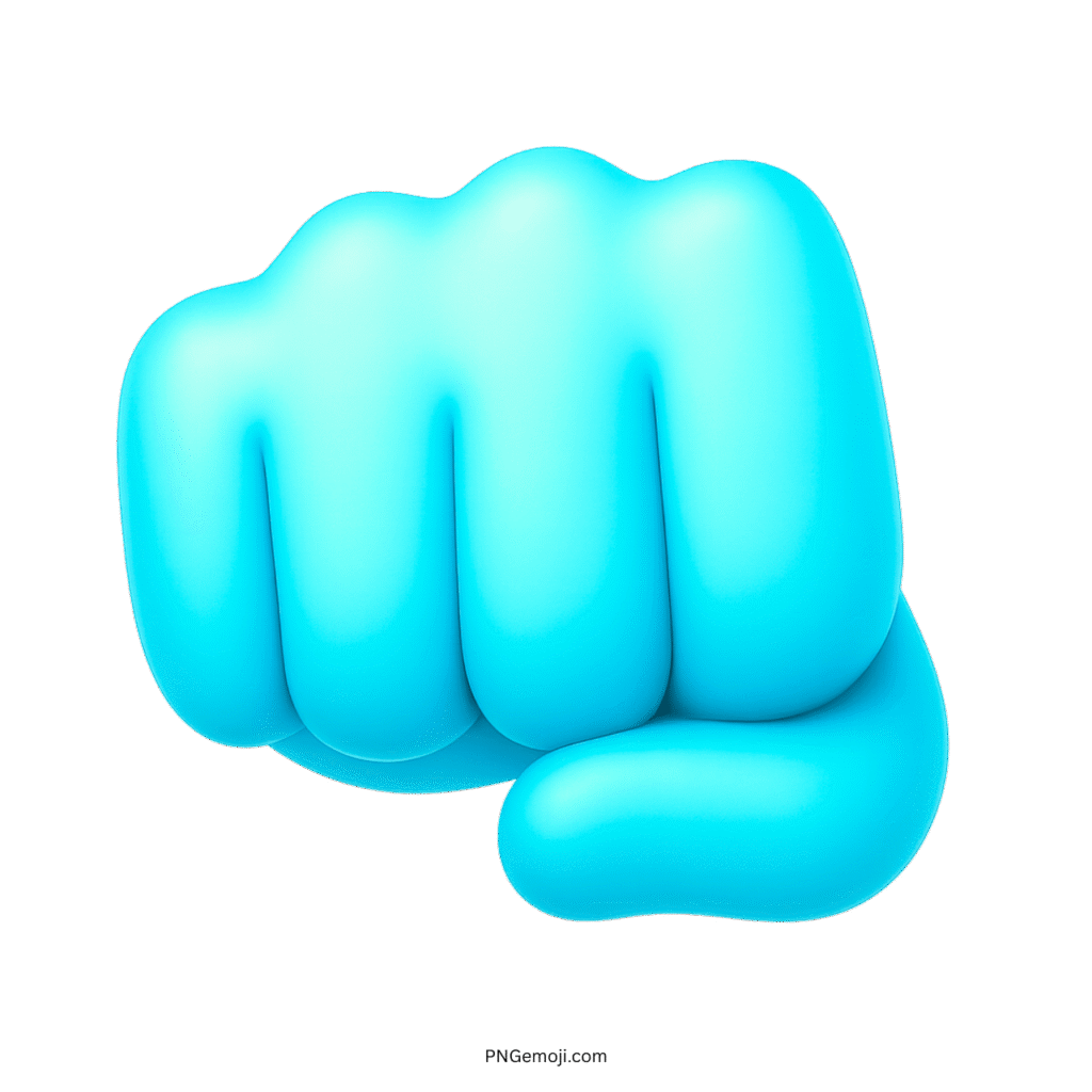 Light blue oncoming fist emoji in 3D style representing confidence, unity, and strength