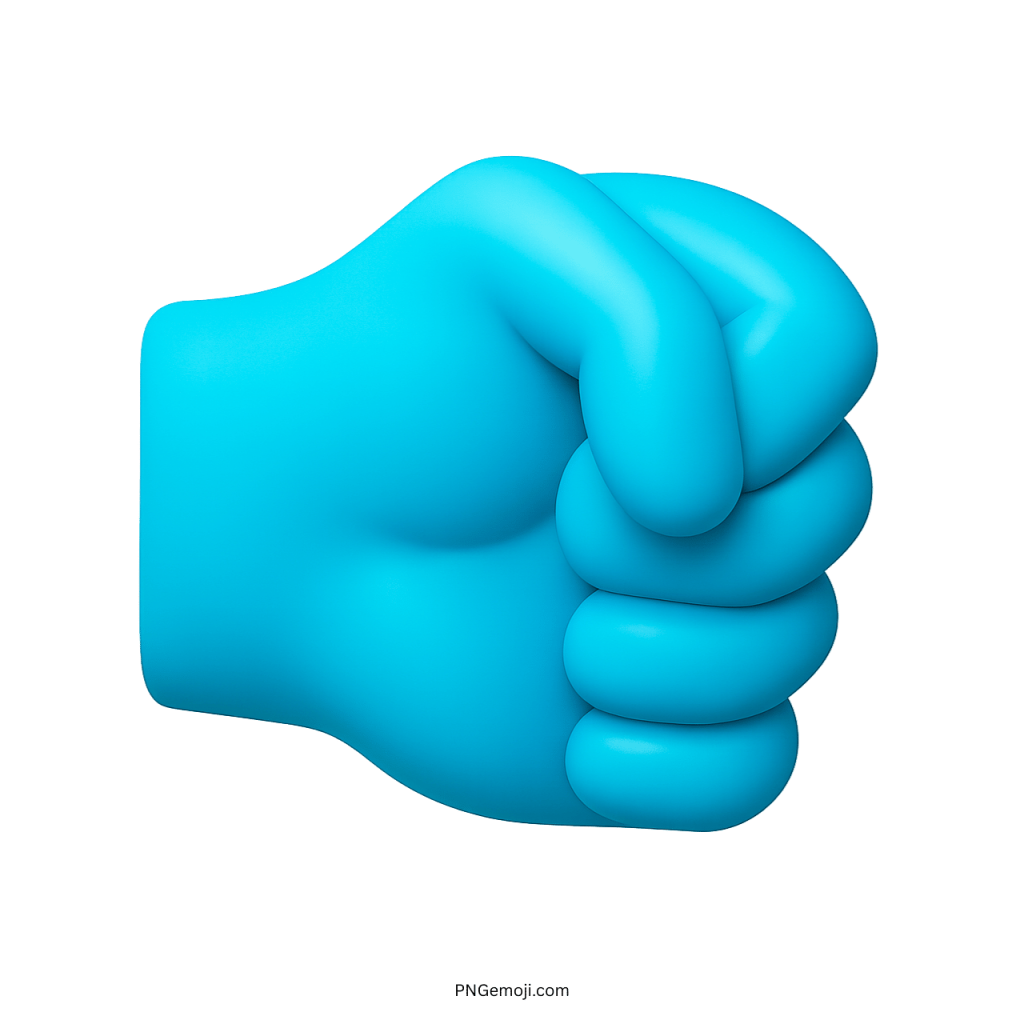 Light blue right fist emoji hand gesture symbol showing unity, strength, support, and determination