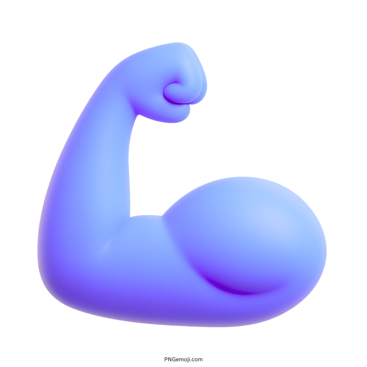 3D strong emoji flexed light blue biceps arm icon with transparent background PNG image