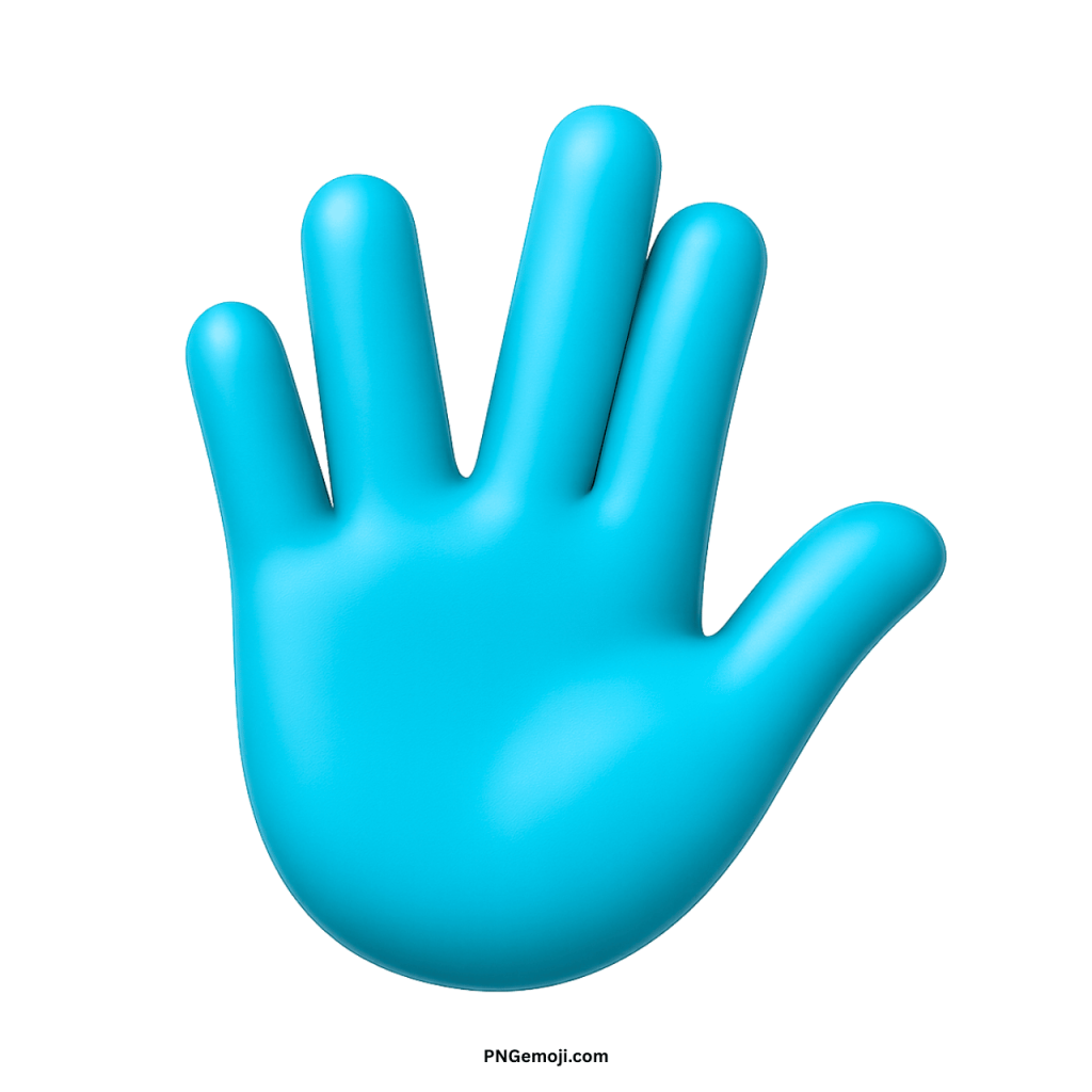 Light blue Vulcan salute emoji hand gesture symbol showing peace, unity, and cultural meaning