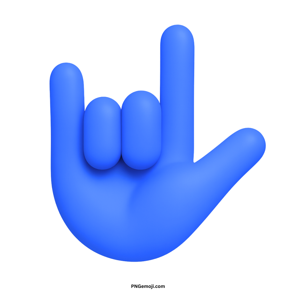 3D blue love-you gesture emoji hand sign symbolizing love and positivity