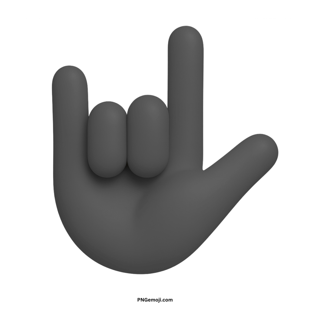 3D black love-you gesture emoji hand sign expressing affection and positivity