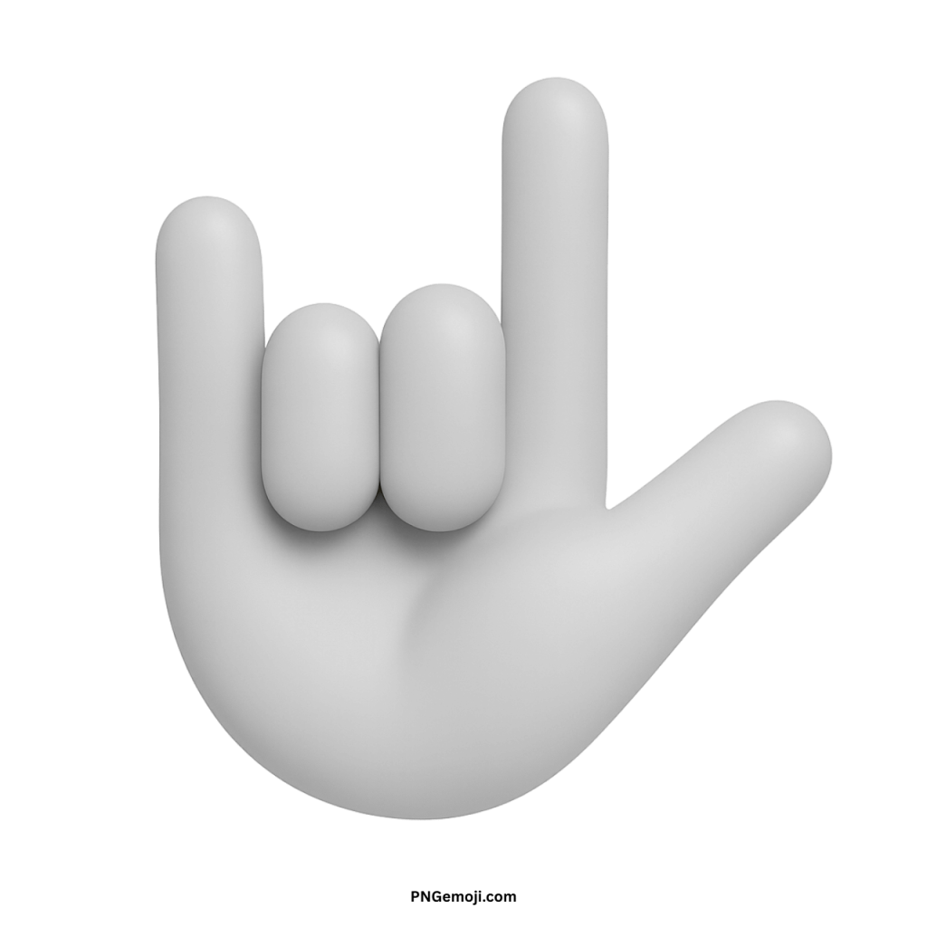 3D white love-you gesture emoji hand sign symbolizing love, care, and connection