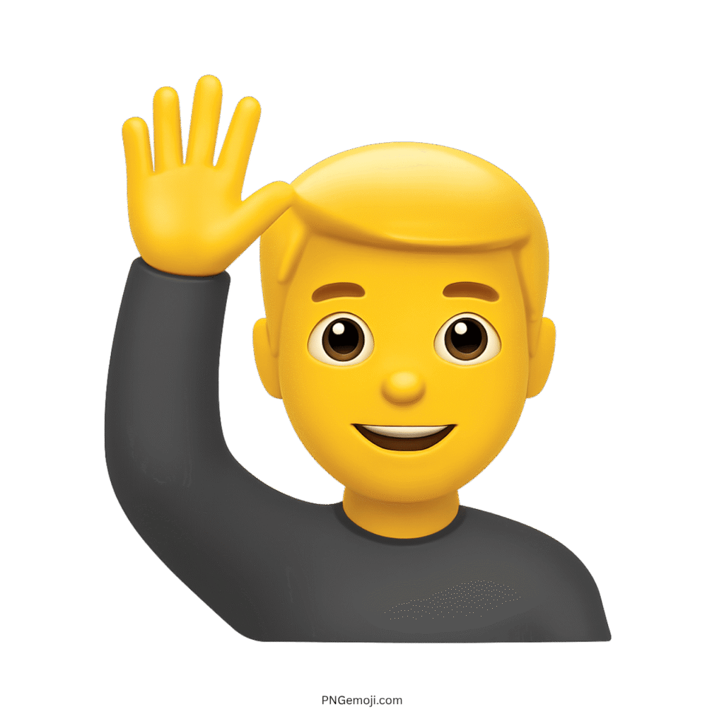  Emoji of a man raising his hand in a black shirt